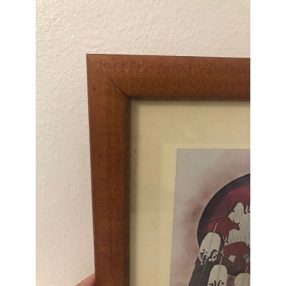 5/$15 SALE Wintercount Native American Framed Buffalo Bison Feather Wood Decor - Picture 8 of 12